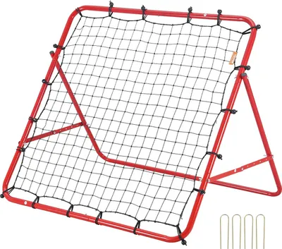 Produktbild von Fußball Rebound Netz Tragbares Prellwand Fußball 48 x 48 mm, Rebounder Fußball Eisenrohr & PE-Netz Kinder & Jugendliche Verstellbar Fußballtor Rebounder Kicker für Fußball Training