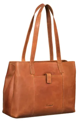 Produktbild von Benthill Damen Tasche Leder - Handtasche aus echtem Rindsleder - Große Schultertasche mit Reißverschluss - Vintage Umhängetasche XL