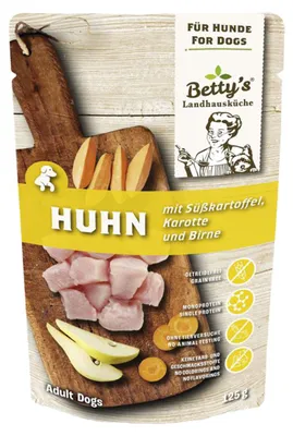 Obrázok produktu pre Bettys Landhausküche dog čerstvé vrecúška kuracie so sladkými zemiakmi 125 g