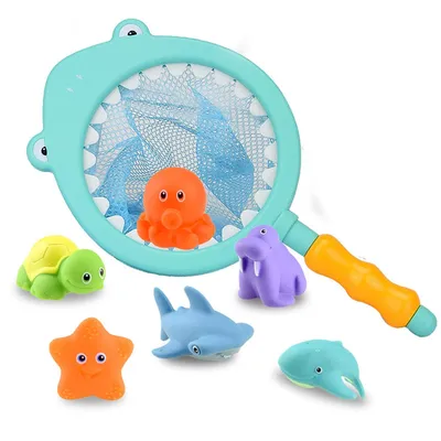 Produktbild von Baby-Badespielzeug, 7-teiliges Set mit Meeres­tieren,lustige Badewannenspielzeuge für Babys, Kleinkinder und Kinder ab 9 Monaten