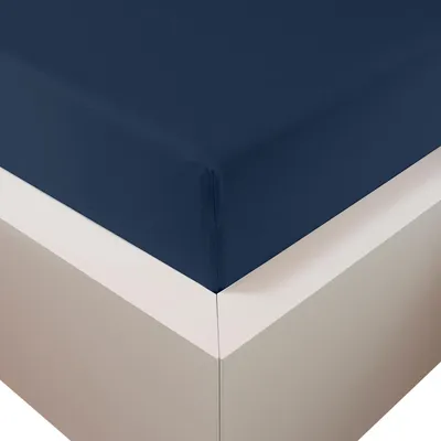 Produktbild von Traumschloss Premium Plus Edel-Jersey Spannbettlaken 180-200 x 200-220 cm marine 260g/m², 47,5% Mako Baumwolle, 47,5% Lyocell, 5% Elasthan