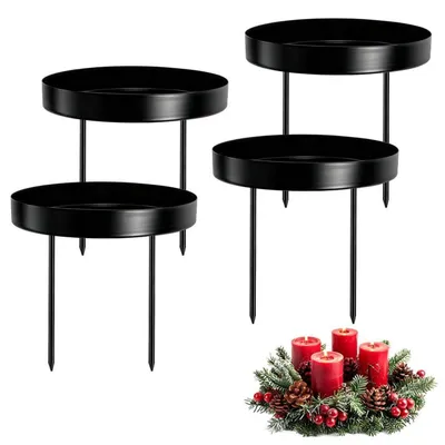 Image de Support pour bougies, couronne de l'Avent, métal, noir, 8,5 cm, lot de 4