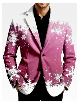 Produktbild von Weihnachtsanzug Herren Cord Blazer mit EIN Knopf und Weihnachtsmotiv, Lässiger Urlaubsblazer, Slim Fit, Gefütterter Anzugmantel