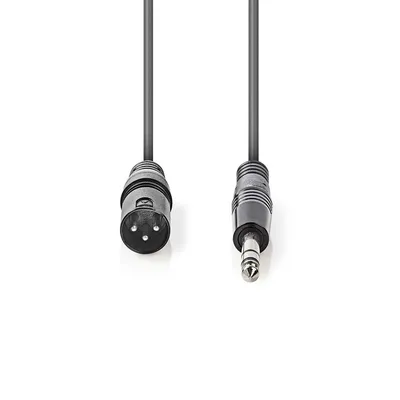 Produktbild von Nedis Balanced Audio-Kabel - XLR 3-Pin Stecker - 6.35 mm Stecker - Vernickelt - 3.00 m - Rund - PVC - Dunkelgrau - Kartonhülle