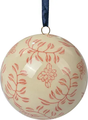 Produktbild von Clayre & Eef Deko-Anhänger Ø 8 cm Beige Keramik Blumen