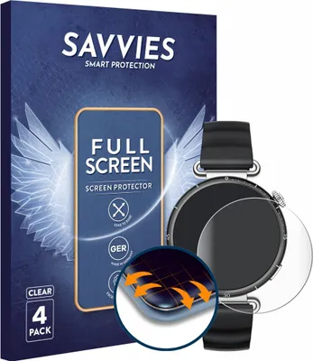 Produktbild von 4x Savvies Fullscreen Schutzfolie für Huawei Watch GT 6 (41 mm) Displayschutz Folie Fullcover Klar Transparent