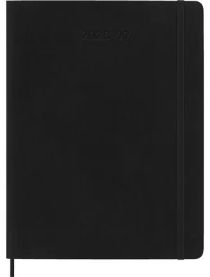 Image de Moleskine Agenda hebdomadaire 18 mois 2026/2027, XL, 1 semaine = 1 page, pages lignées à droite, couverture souple, noir