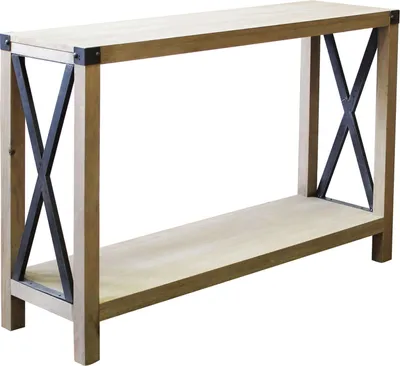 Immagine prodotto di Milani Home - consolle salvaspazio 116 x 37 x 82 cm, legno e acciaio, legno naturale e antracite