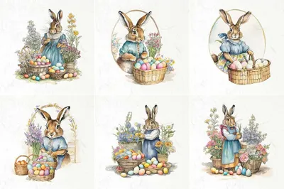 Immagine prodotto di Set di carta di riso - ITD - RSM119 Coniglietti con uova di Pasqua
