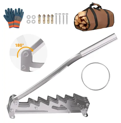 Produktbild von Eikuavons Manueller Holzspalter aus Mangan- und Gussstahl, Silber, wandmontiert, mit festem Hebelgriff und Zubehörset