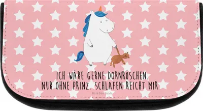 Produktbild von Mr. & Mrs. Panda kosmetiktäschchen Einhorn Teddy - Rot Pastell - Geschenk, Kulturbeutel, Träumen, Schminktasche klein, Einhörner, Kosmetiktasche, Make-up Organizer