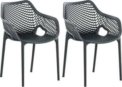 Produktbild von CLP Gartenstuhl Air XL 2er Set - Modernes Design, Kunststoff, Wetterfest, Stapelbar dunkelgrau