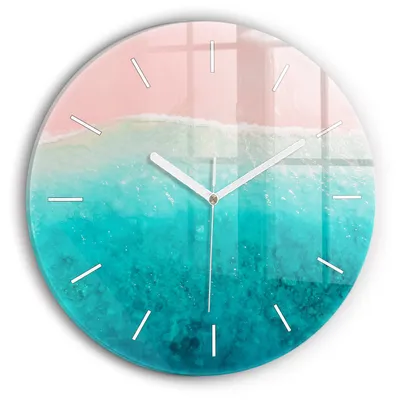 Produktbild von Wallfluent Wanduhr – Stilles Quarzuhrwerk - Uhr Dekoration Wohnzimmer Schlafzimmer Küche - Zifferblatt mit Striche - weiße Zeiger - 30 cm - Strand Meersand