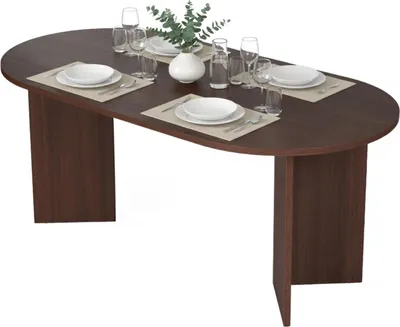 Produktbild von Dmora Fester Tisch Monterano 180x89,5x75 cm, Nussbaum Braun, 6 Plätze, Oval