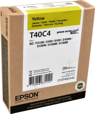 Produktbild von Epson Singlepack UltraChrome XD2 Yellow T40C440(26ml), Gelb, Tinte auf Pigmentbasis, 26 ml, 1 Stück(e)