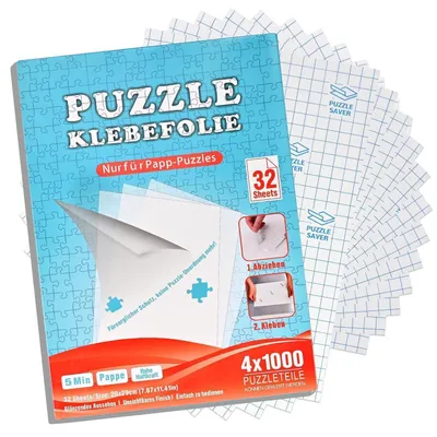 Image de Film adhésif pour puzzles, 32 pièces, dimensions 20x29 cm, transparent, compatible avec des puzzles de 4 x 1000 pièces ou 8 x 500 pièces