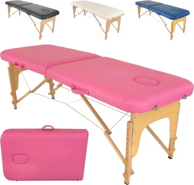 Image de Table de massage - Table de traitement portable - Pour les soins de bien-être - Légère et pliable - 185 x 60 cm - Rose