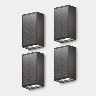 Produktbild von Calex Birindisi Solar Wandleuchte, Warmweißes Up & Down Licht, Solarbetrieben, Kabellos, Wasserdicht, Schwarz, 4-Pack