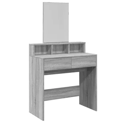 Image de vidaXL Coiffeuse avec miroir gris Sonoma 80x41x144,5 cm