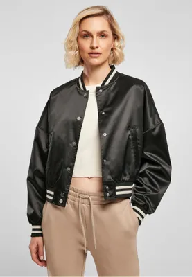 Immagine prodotto di Dámská college bunda Urban Classics Ladies Short Oversized Satin College Jacket nero - 5XL