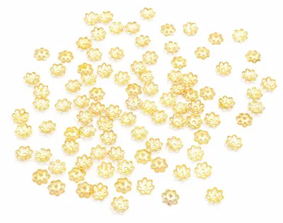 Produktbild von Vintageparts Perlkappen goldfarben 6 mm, 100 Stück