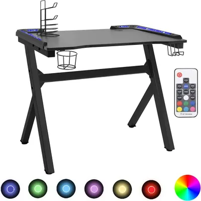 Obrázok produktu pre vidaXL Herný stôl s LED diódou a Y-rámom čierny 90x60x75 cm