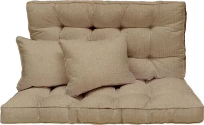 Obrázok produktu pre Hollywoodská hojdačka, sedák 120 x 50 cm, dvojmiestna, s hrubým čalúnením, farba Savana Light, záhradná lavička, balkón, sada vankúšov [133]