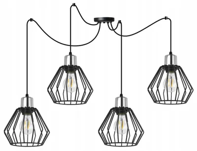 Produktbild von LED Pendelleuchte mit Draht-Lampenschirm – Moderne Hängelampe / Kronleuchter im Industrial Design