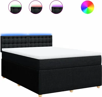 Produktbild von vidaXL Boxspringbett mit Matratze Schwarz 140x200 cm Stoff
