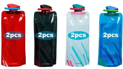 Obrázek produktu pro Sada 8 kusů skládacích lahví na vodu o objemu 700 ml – flexibilní vaky na pití pro turistiku