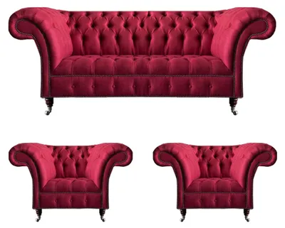 Produktbild von Stilvolle Rosa Chesterfield Couchen Edle Sofagarnitur Wohnzimmer Möbel