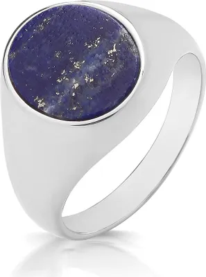 Image de Bague Chevalière / Bague Souveraine Femme Argent fin 925 avec Lapis Lazuli, 54 (17.2); TRS33114RSN