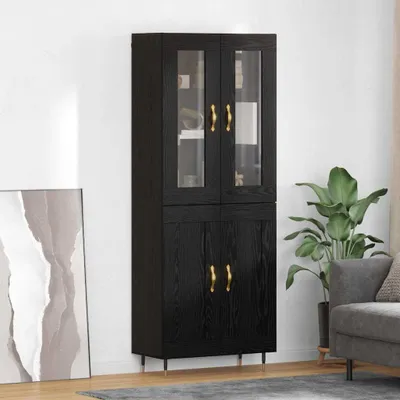 Zdjęcie produktu dla VidaXL Wysoka szafka, 2 sztuki, kolor czarny, imitacja dębu, wymiary: 69,5 x 34 x 180 cm