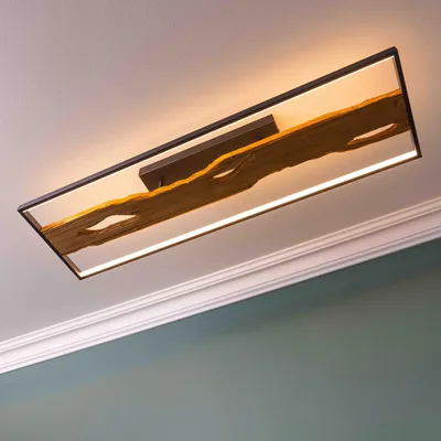 Produktbild von LED Deckenlampe, 100x14x30 cm, 6600 lm 3000 K, Metall/Holz/Kunststoff