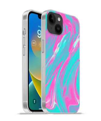 Produktbild von MuchoWow® Handyhülle Schutzhülle Hülle für Apple iPhone 14 Plus - Soft case Kunst - Rosa - Blau - Psychedelisch Silikon Softcase Handy Hülle - Abbildung