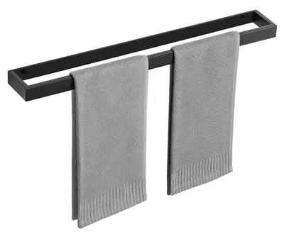 Productafbeelding van Handdoekhouder met boormontage, 60 cm, zwart, roestvrij staal SUS304, handdoekstang, handdoekhouder voor gastendoeken, wandmontage, handdoekhouder voor badkamer en keuken