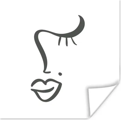 Produktbild von MuchoWow® Poster Gesicht - Frau - Schwarz - Weiß 100x100 cm - Babyzimmer