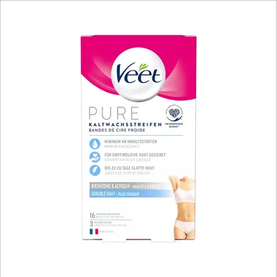 Produktbild von Veet Kaltwachsstreifen Bikini & Achseln sensible Haut 16 Stück