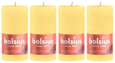 Immagine prodotto di set di 4 candele a colonna - Altezza 13 cm - Diametro 6,8 cm - Rustico - Giallo sole