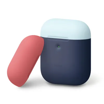 Produktbild von Elago Duo Kabelloses Ladecase für AirPods 2 / AirPods 1 Body-Jean Indigo / Top-Pastellblau und Italienische Rose