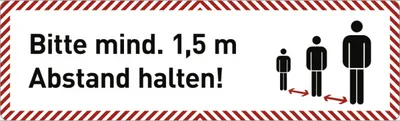 Produktbild von Dreifke® Schild - Deckenabhänger "Bitte mind. 1,5 m Abstand halten!", Aluverb...