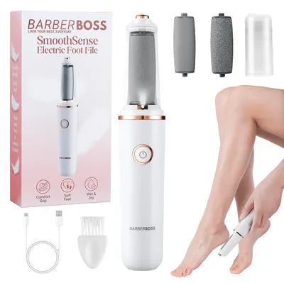 Obrázek produktu pro Elektrický odstraňovač ztvrdlé kůže od BarberBoss, přenosný pilník na nohy, opakovaně použitelný