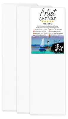 Produktbild von 3x Leinwand auf Keilrahmen 100% Baumwolle 280 g/m² Weiß grundiert 50X140 cm