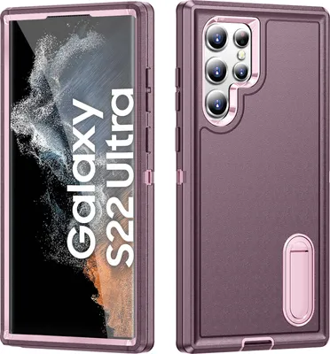 Immagine prodotto di Custodia per Samsung Galaxy S22 Ultra 5G Hybrid a tre strati Robusta custodia protettiva antiurto con supporto Viola