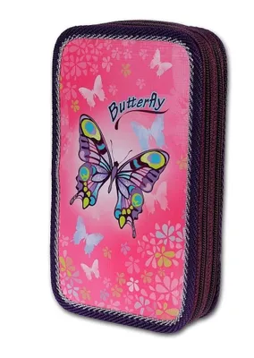 Produktbild von EMIPO Schulmäppchen 3-teilig Butterfly - Ungefülltes Federmäppchen