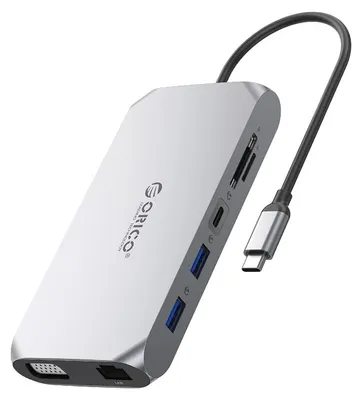 Produktbild von Orico XCR 12-in-1 USB-C Dockingstation mit 3x USB-A 3.1, 1x USB-A 2.0, 1x USB-C PD 100W