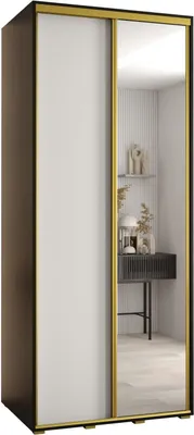 Produktbild von MEBLE KRYSPOL Davos 3 Schrank, zwei Türen - 235,2x100x60 cm - Schwarz Weiß Gold