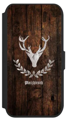 Produktbild von NIVOCASE Klapphülle für Apple iPhone 8  Handyhülle aus Kunst Leder NIVOflip schwarz Hirsch Holz Holzoptik
