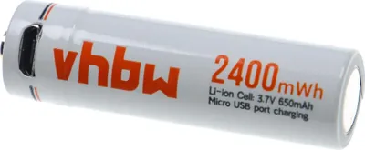 Produktbild von vhbw AA Mignon Akku mit Micro USB-Anschluss (650 mAh, 1,5 V, Li-Ion)