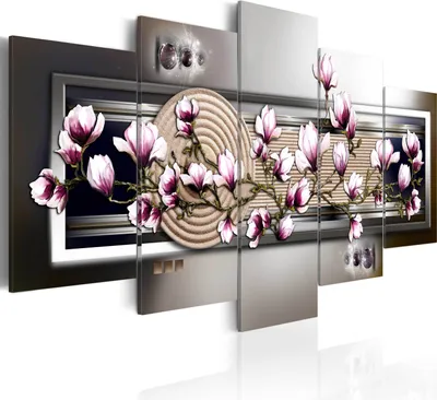 Produktbild von Modernes Wandbild b-A-0006-b-o (150x75) - 5 Teilig Bilder Fotografie auf Vlies Leinwand Foto Bild Dekoration Wand Bilder Kunstdruck Blumen Abstrakt